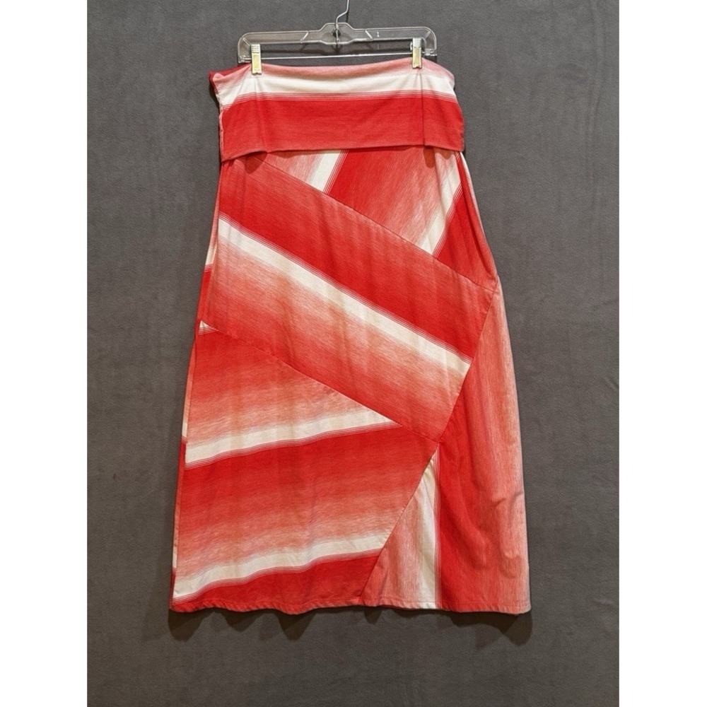 Green Envelope Los Angeles Striped Maxi Skirt Fold Over Yoga Waist XL USA READ